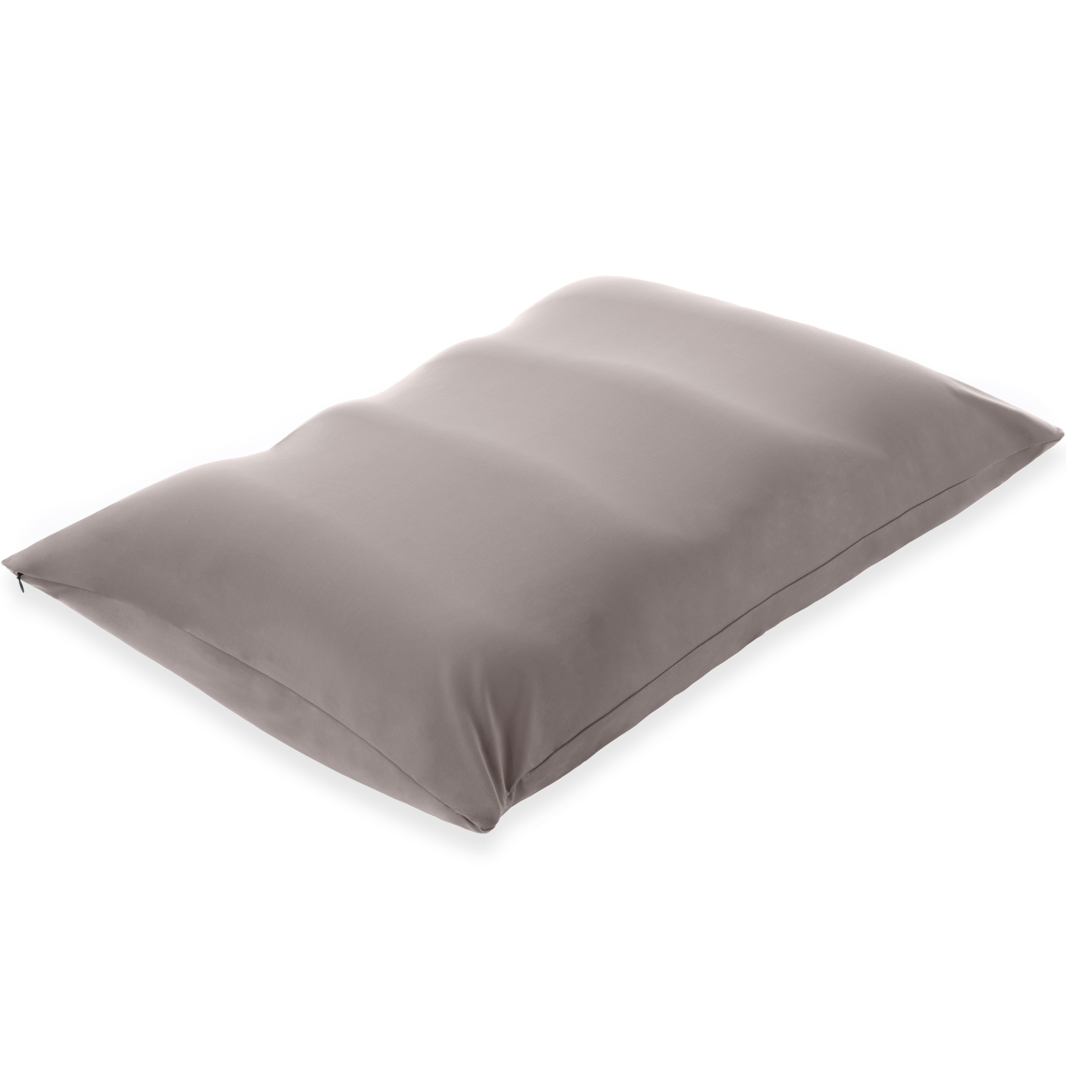 PILLOWY Microbead Bolster Lightweight Neck Roll Pillow, 14 inch x 8 inch, Stone Grey