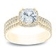 preview thumbnail 9 of 8, Auriya 2 2/5ctw Cushion-cut Halo Diamond Engagement Ring 3pc Set 14k Gold Yellow - 10