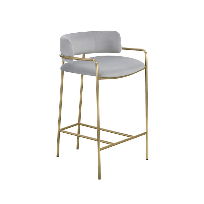 Allemonde Grey and Gold Low Back Upholstered Stool