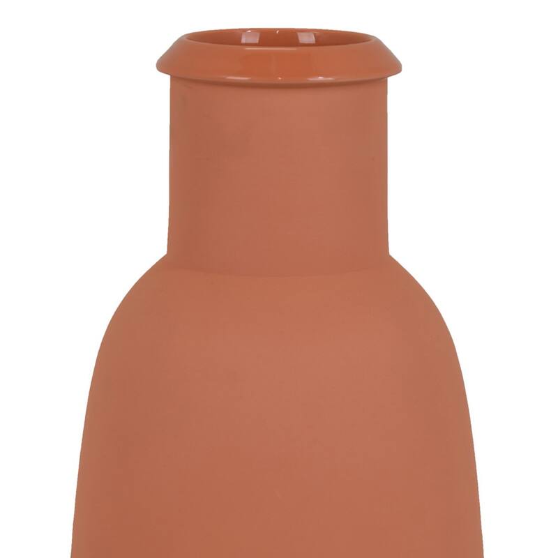 Decorative Flower Vase, Terracotta Inspired Orange Ceramic 15 Inch