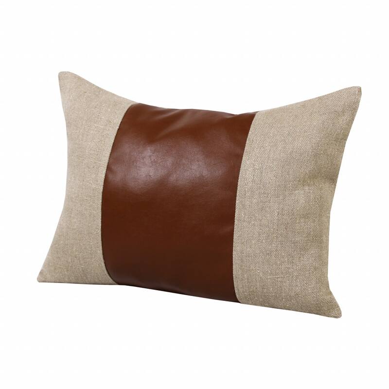 HomeRoots 14" X 20" Tan And Brown Linen Striped Zippered Pillow