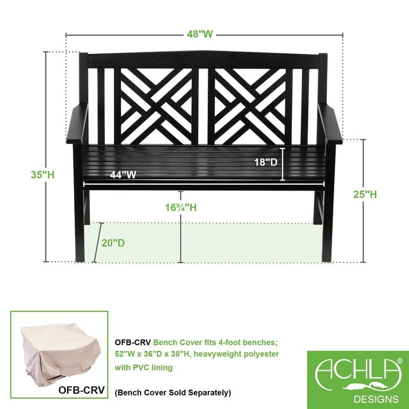 4FT Wooden Indoor/Outdoor Fretwork Bench, Home Patio Garden Deck Seating