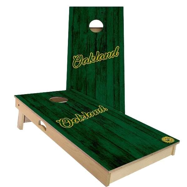 slide 2 of 9, Oakland Vintage Baseball Outdoor Cornhole Board Set Backyard 2x4 - NO Accessories