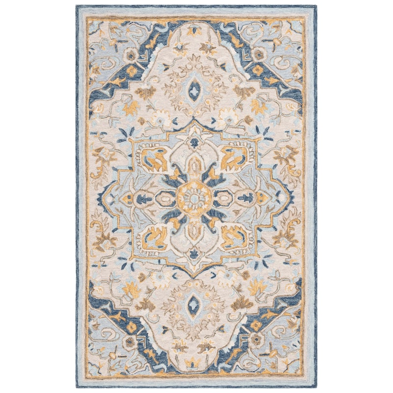 SAFAVIEH Handmade Metro Jullieta French Country Wool Rug - 4' x 6' - Beige/Grey
