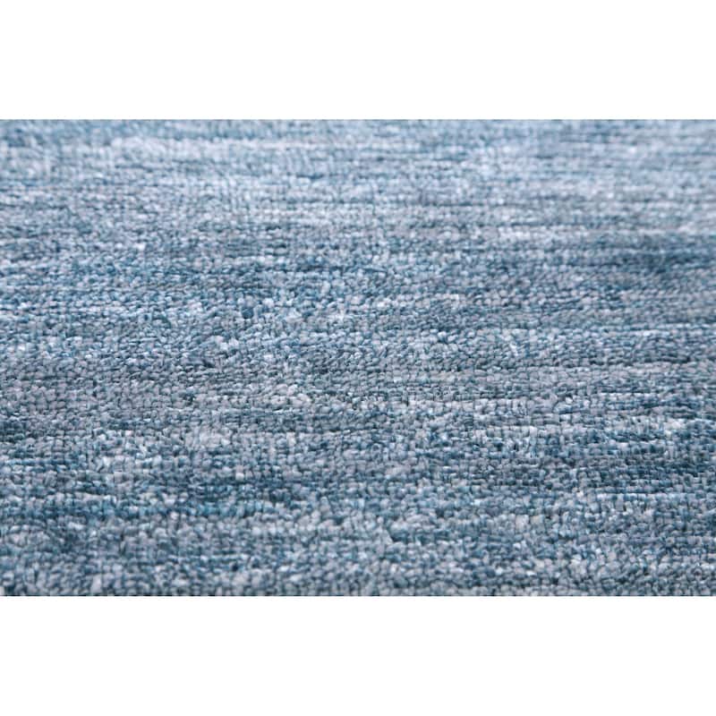 Hand Knotted Oriental Viscose Silk Carpet Tribal Stripe Navy Blue & Blues Gabbeh Area Rug - 11' 5'' X 8' 7''