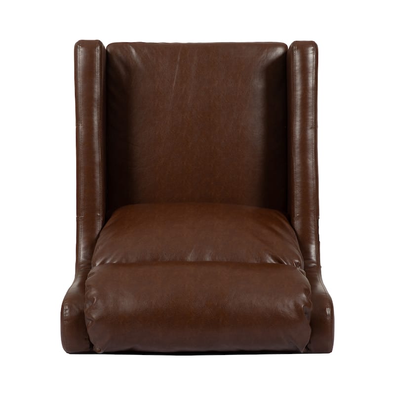 Modern 28.25" High Back Upholstered PU Club Chair with Rubber Wood Legs and Waterfull Back