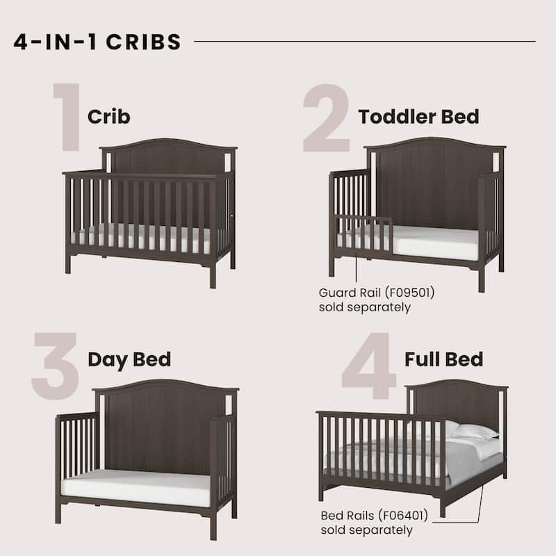 Forever Eclectic Hampton Arch Top 4-in-1 Convertible Crib