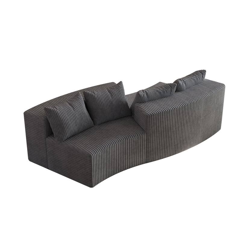 Roomfitters Modular Curved Sectional Sofa, 2-Piece Corduroy Semi-Circular Couch with Pillows