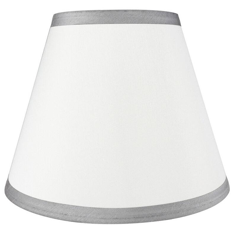 Hardback Faux Silk Conical Lamp Shade, 5 inch Top, 9 inch Bottom, 7 inch Slant - Single - Off White, Gray
