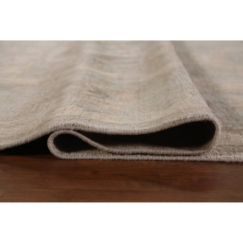 Hand Knotted Oriental 100% Wool Carpet Transitional All-Over Greys & Charcoal Oushak Area Rug - 14' 4'' X 12' 3''