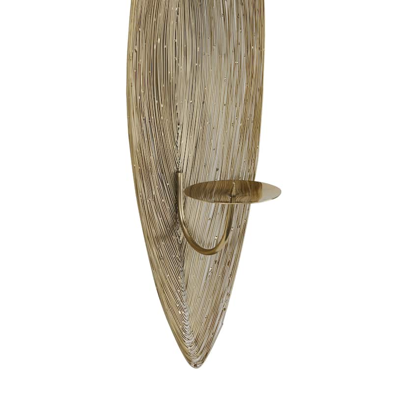 Stainless Steel Metal Leaf Single Candle Wall Sconce - Silver or Brass - CosmoLiving by Cosmopolitan