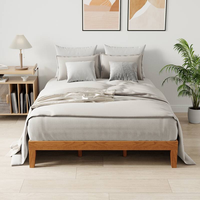 12" Wood Platform Bed Frame - California King, No Box Spring, Easy Assembly​