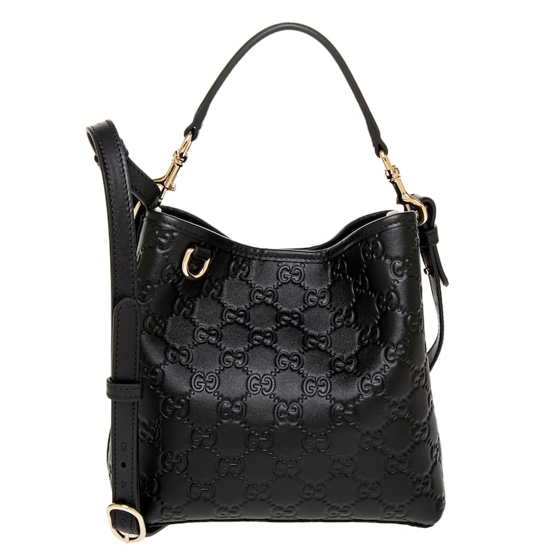Gucci GG Emblem Small Bucket Bag - Black