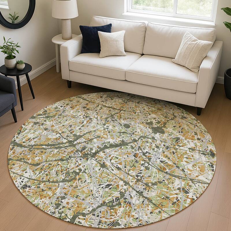Machine Washable Indoor/ Outdoor Modern Splatter Chantille Rug