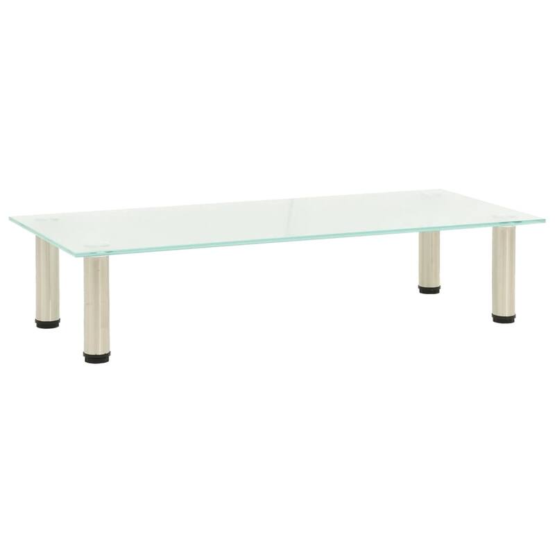 vidaXL TV Stand Entertainment Center HiFi Media Unit Furniture Tempered Glass - 31.5" x 13.8" x 6.7" - Frosted