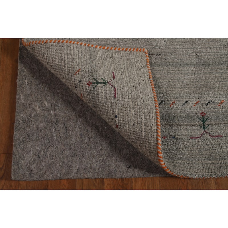Hand Knotted Oriental 100% Wool Carpet Tribal Animal Pictorial Greys & Charcoal Gabbeh Area Rug - 5' 11'' X 3' 11''