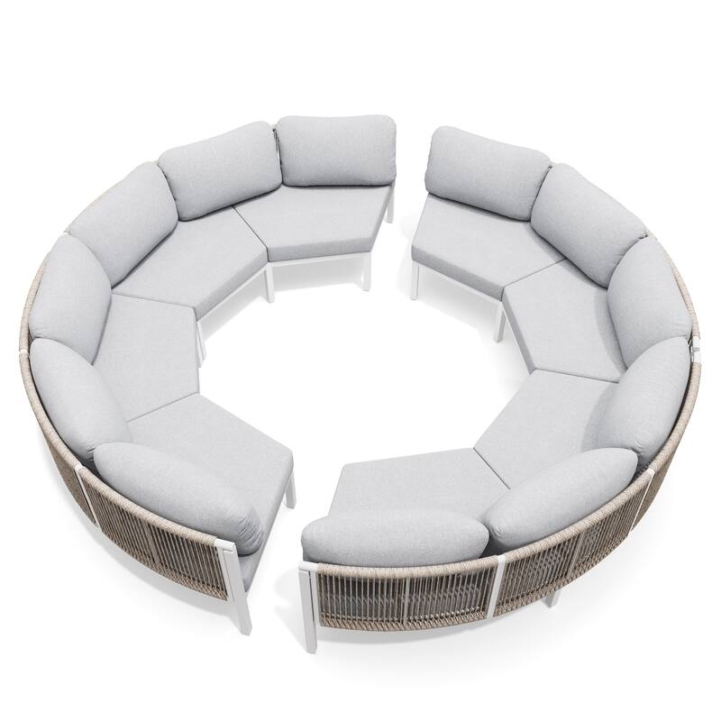 Curved Outdoor Sofa Rattan Sectional Sofa Patio Furniture Set Outdoor Conversation Sets