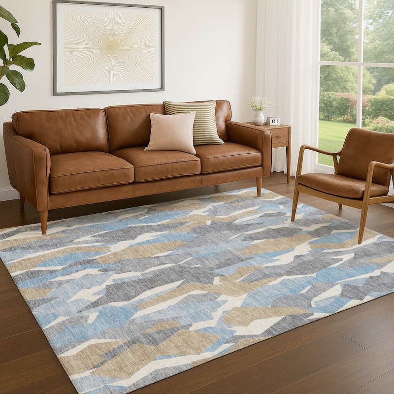 Machine Washable Indoor/ Outdoor Contemporary Dylan Chantille Rug