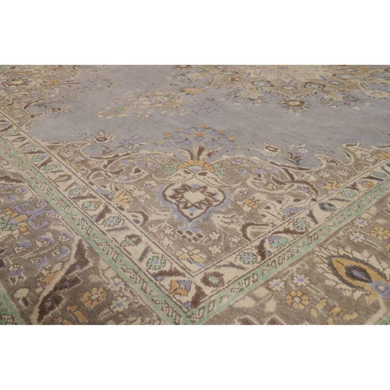 Gray Tabriz Persian Vintage Area Rug Handmade Wool Carpet - 8'0"x 11'4"
