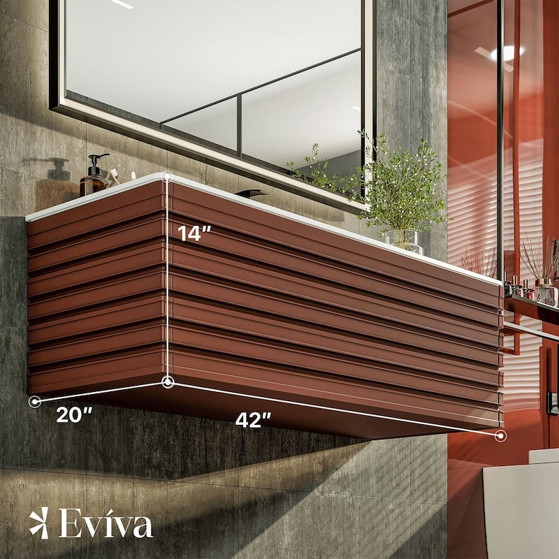Eviva Dream 40" Terracotta Wall Mount SS Bath Vanity with Solid Surface Top