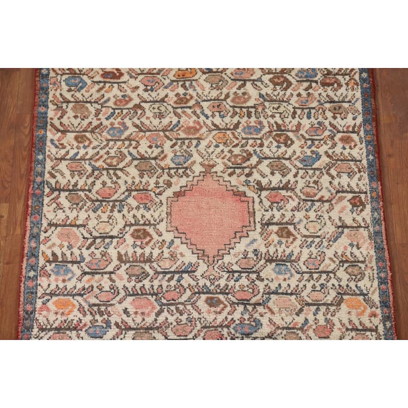 Tribal Geometric Hamedan Persian Accent Rug Hand-Knotted Wool Carpet - 3'5" x 6'4"