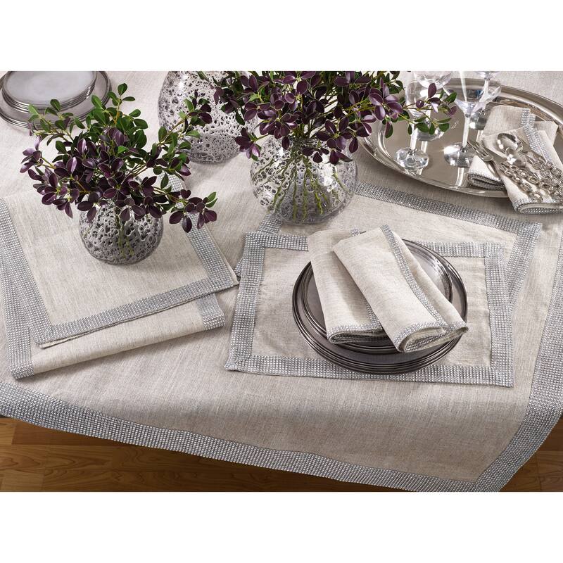 Jeweled Studded Border Napkin - Set of 4 pcs