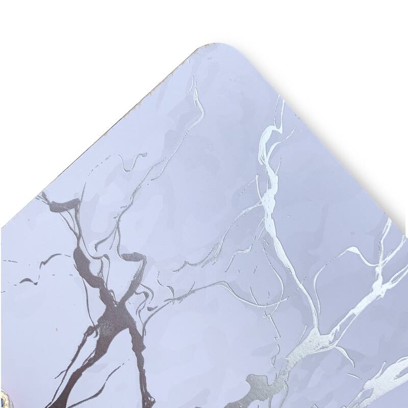 Dainty Home Marble Cork Coaster Set of 8 Square in Silver