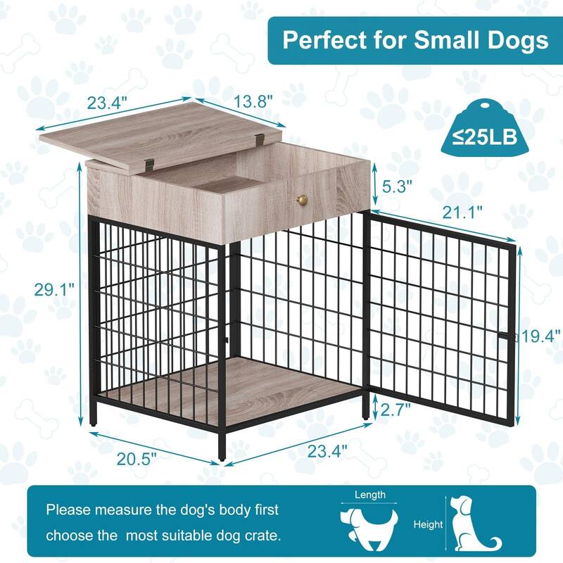 Small Dog Crate End Table,Dog Kennel End Table with Storage Drawer