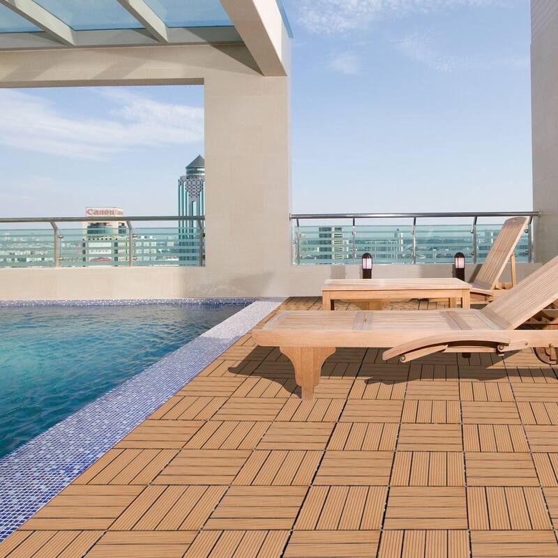 11.8" x 11.8" square wood-plastic composite deck tiles