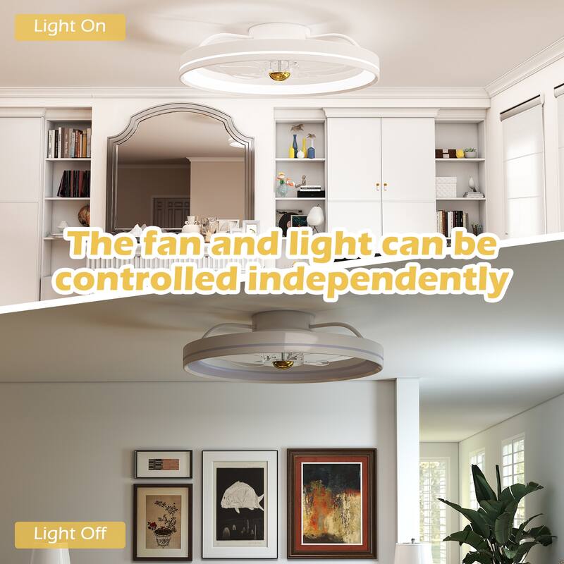 Gymax 3000-6500K Dimmable Modern Flush Mount LED Fan Light w/ 3 Color