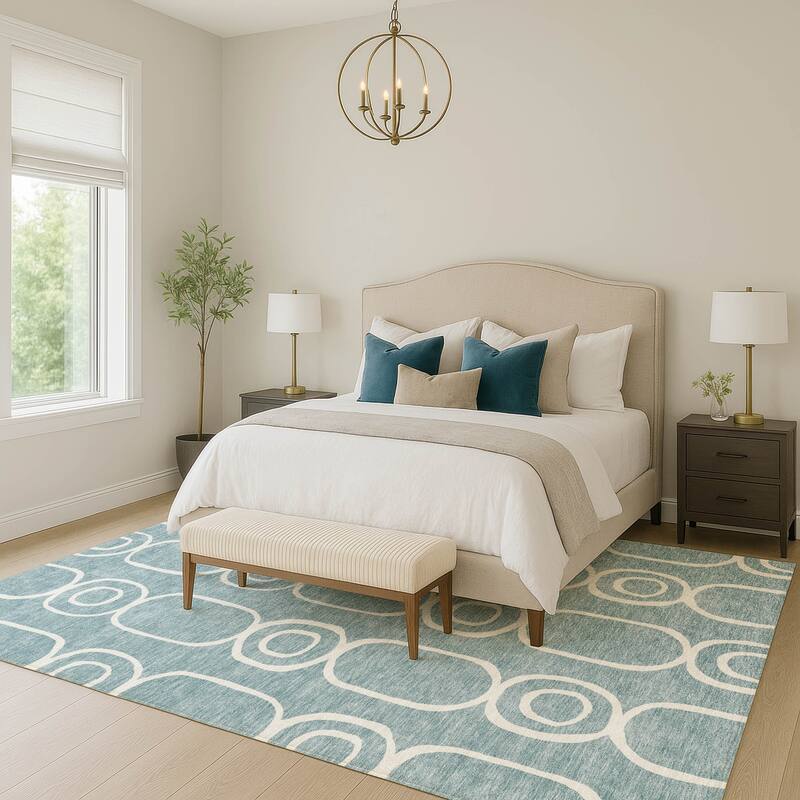 Machine Washable Indoor/ Outdoor Modern Vibe Chantille Rug