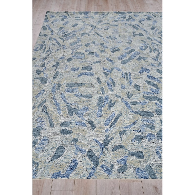 Botanica Blue/Ivory/Multi New Zealand Wool hand-tufted Area Rug