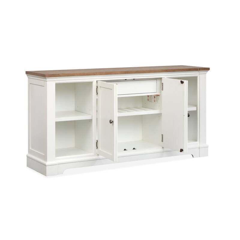 Magnussen Home Kingston Whisper White And Cerused Nutmeg Credenza - 68''W x 18''D x 34''H