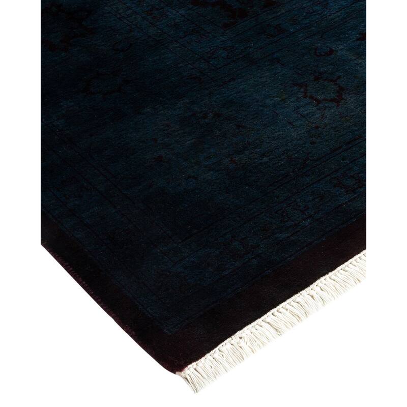 Overton Hand Knotted Wool Vintage Inspired Modern Contemporary Overdyed Blue Area Rug - 8' 2" x 10' 4"