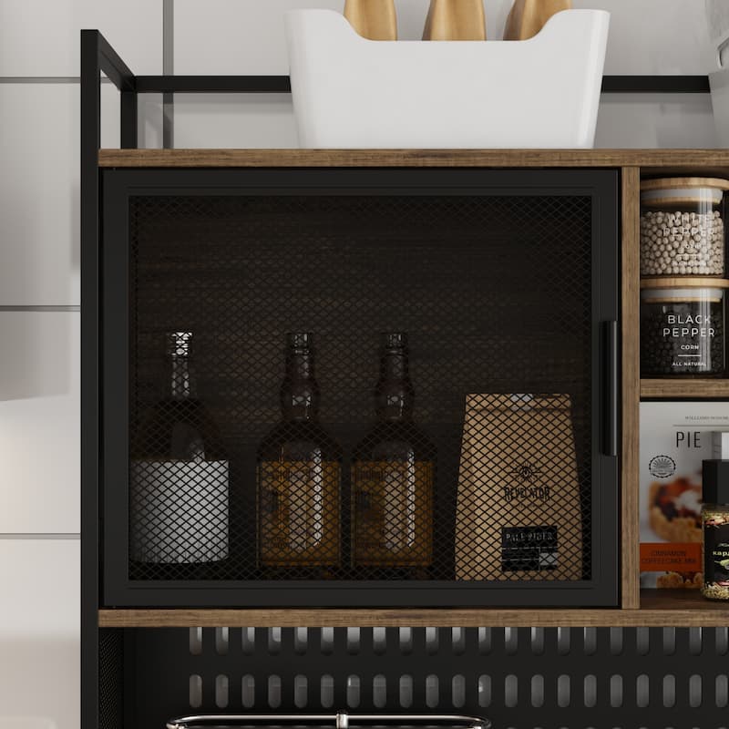 Large Kitchen Storage Cupboard Pantry with Metal Doors&6 Drawers&Shelf - 70.9"W