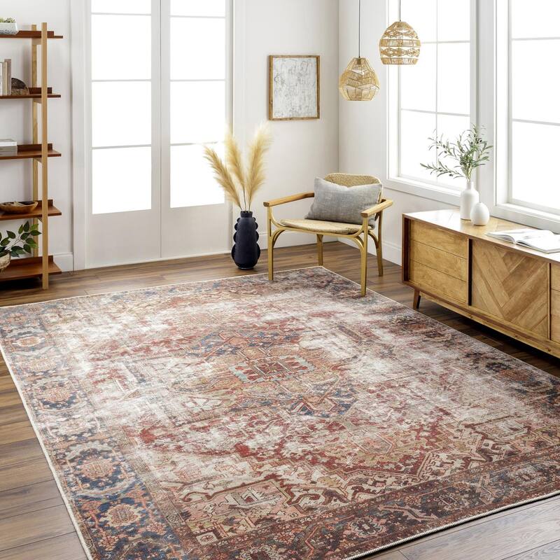 Livabliss Traditional Amelie Medallion Washable Area Rug