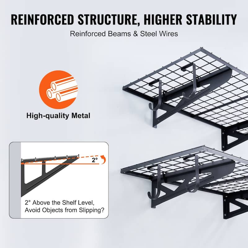 Wall Mounted Garage Shelves 2 Pack Heavy Duty Storage Rack