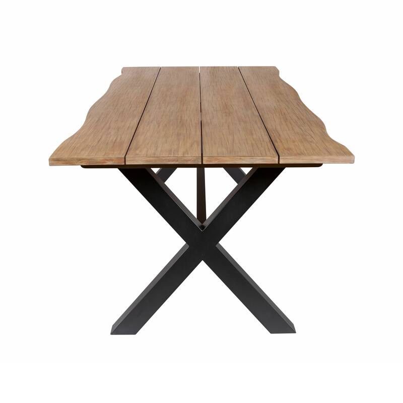 Glendora 94.5" Eucalyptus Solid Wood Indoor Outdoor Patio Live Edge Dining Table