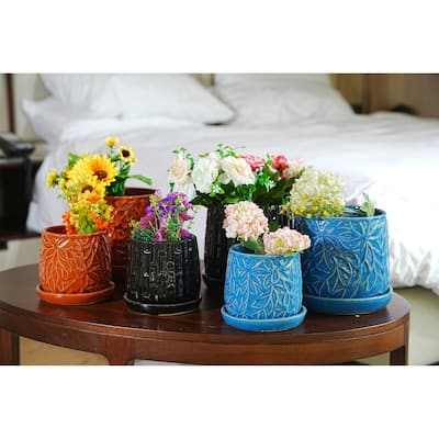 Ceramic Planters with Drainage Hole - Frost Proof Indoor Outdoor Flower Pots, 2pc