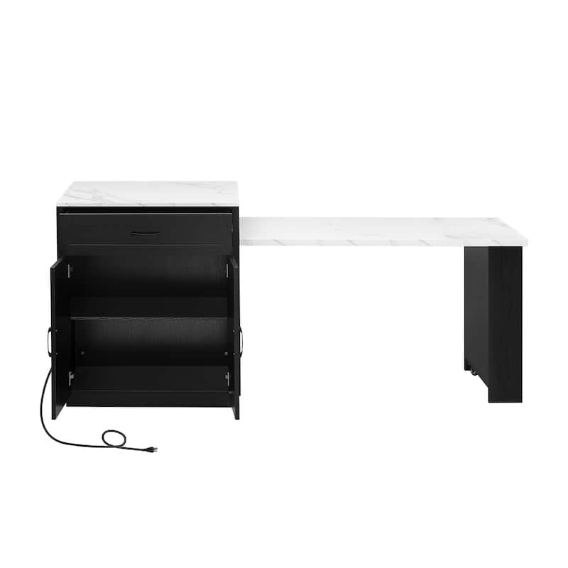 Tinny MDF Kitchen Island with Extendable Dining Table(32-in x28-in x36-in)