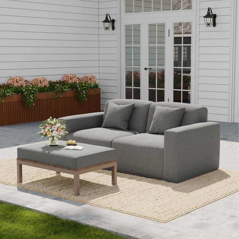 No Assembly Couch Outdoor Patio Modular Sofa with Coffee Table