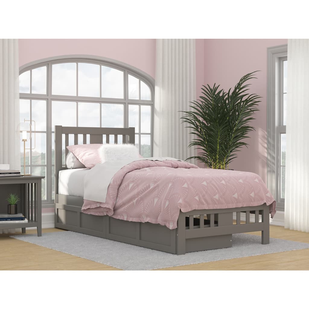 Twin XL Bed with Footboard & Drawers - Grey Bedroom Furniture - HomeStock Island Interiors
