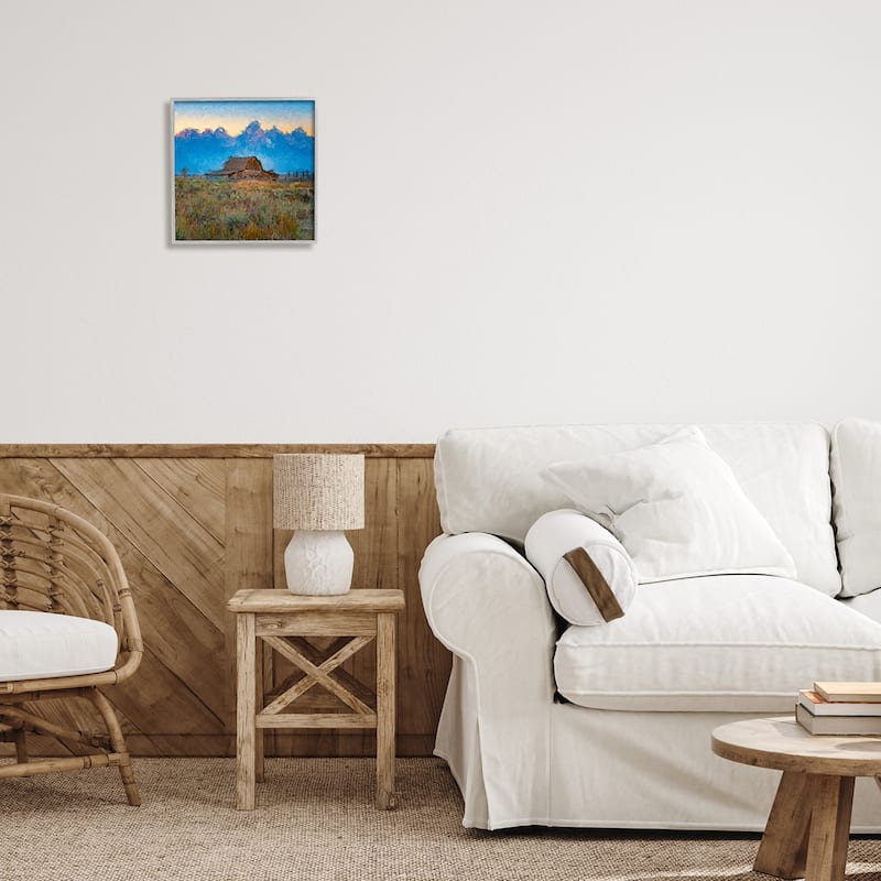Stupell Countryside Farm Pasture Barn Bold Blue Sunset Framed Wall Art