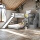 preview thumbnail 2 of 14, Modren Twin Over Twin Bunk Bed With Two Drawers With Convertible Ladder and Slide