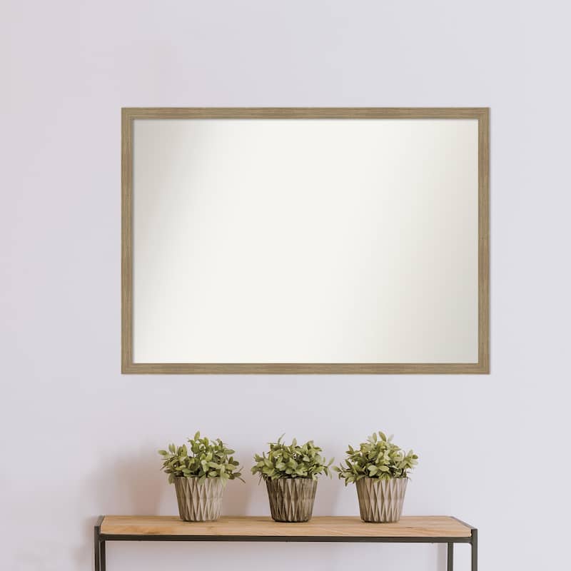 Woodgrain Stripe Non-Beveled Wood Framed Wall Mirror