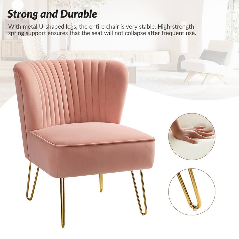 Barto Modern Velvet Tufted Side Chair with Golden Legs by HULALA HOME