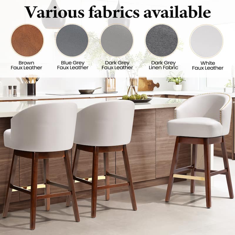 Pellebant 26.4''/31.9"H Height Solid Wood Swivel Indoor Bar Stools