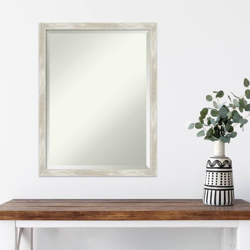 Beveled Wall Mirror - Crackled Metallic Narrow Frame - Crackled Metallic Narrow