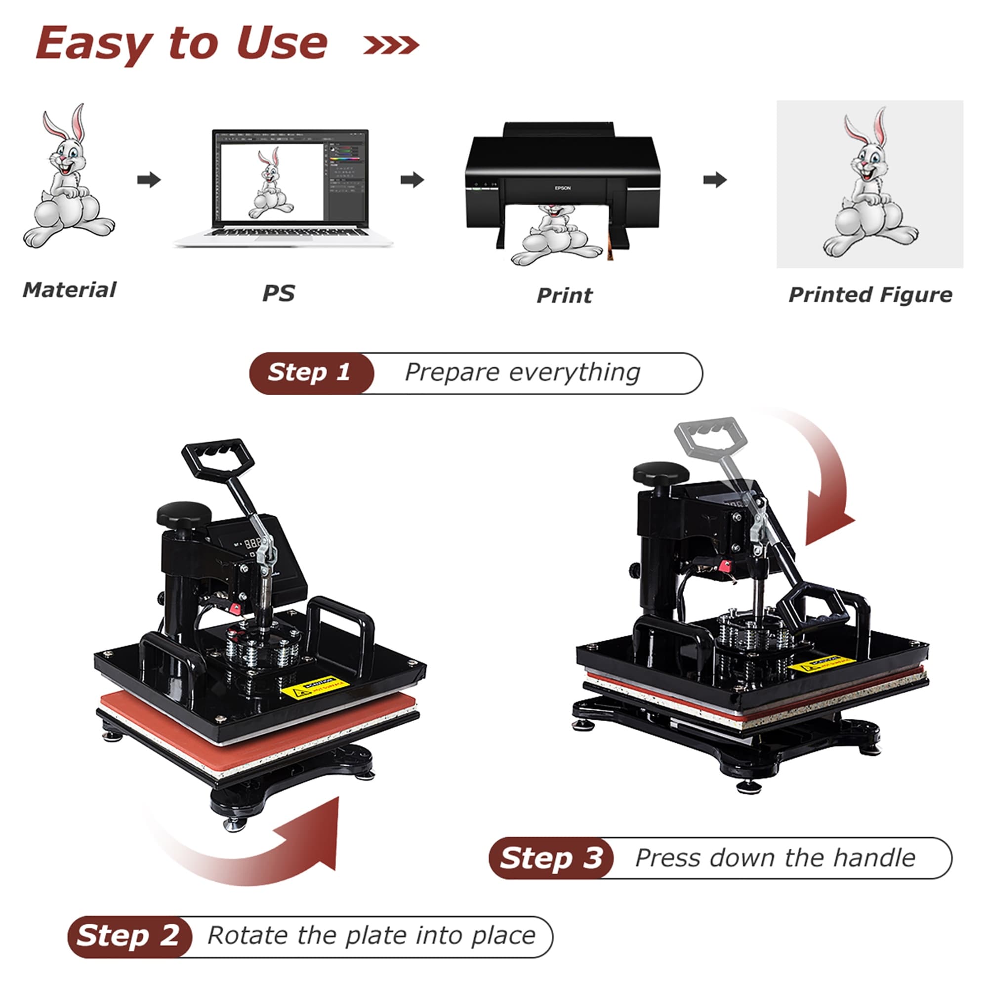  15x15 8in1 Professional Sublimation Printer Heat Transfer  Machine CISS KIT : Home & Kitchen
