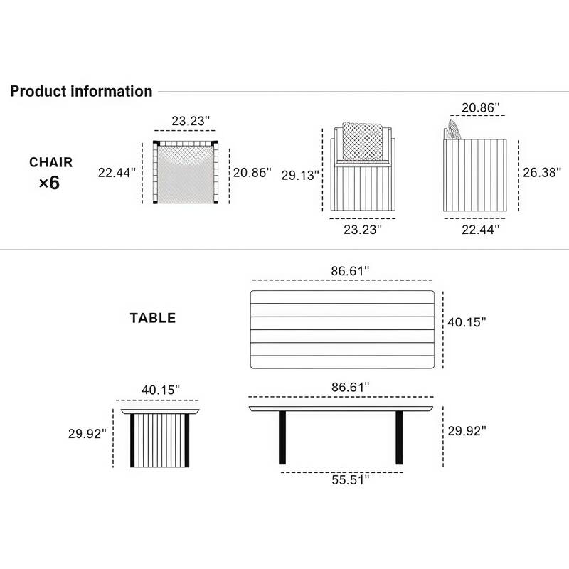 PURPLE LEAF Sanori Patio outdoor Dining Set Modern Large Weather-Resistant Aluminum for Garden Backyard Kitchen